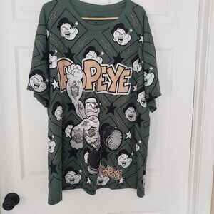 Popeye Men's Short Sleeve Tee Shirt Green‎ Size 4XL New without Tag